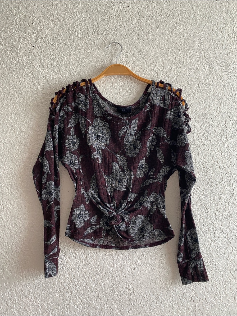 Burgundy Shoulder Floral Top
